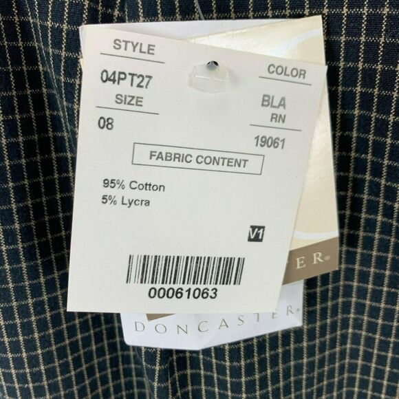DONCASTER 8 Pants NWT Plaid HIGH Rise Black Beige 04pt27 Career $168 Business St - Picture 4 of 8